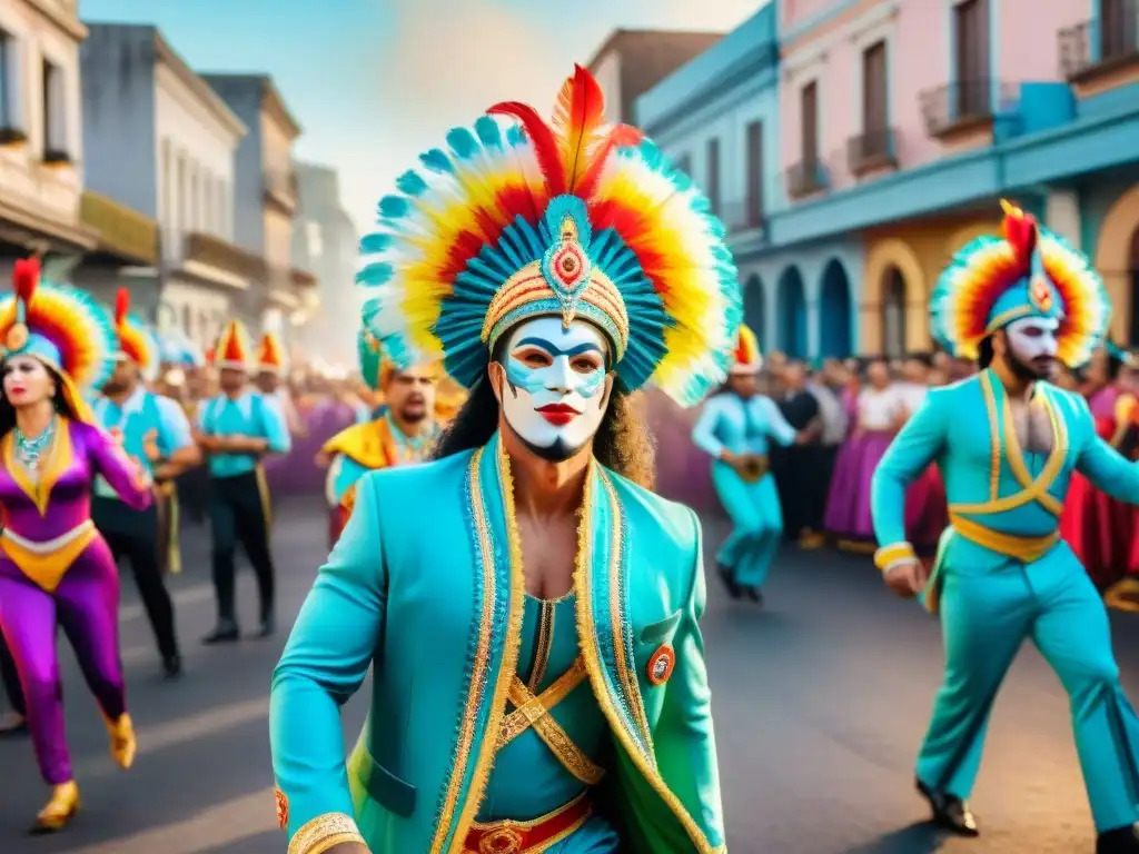 Adaptaciones únicas del Carnaval Uruguayo extranjero: desfile vibrante y colorido con carrozas y bailarines festivos