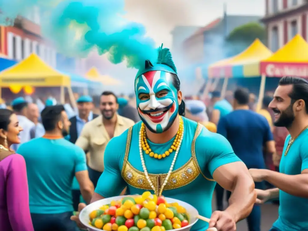 Un alegre Carnaval Uruguayo donde se prepara una receta de Ensalada Rusa, en medio de la celebración y la comunidad