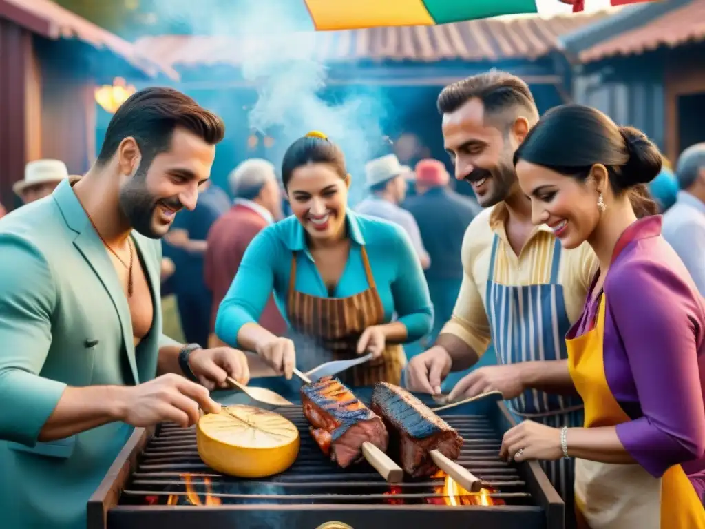 Amigos disfrutando del asado en Carnaval, uniendo tradición y alegría festiva