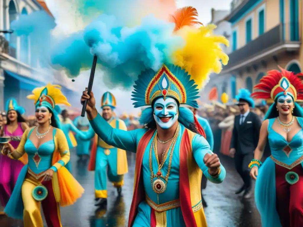 Archivo digitalizado del vibrante Carnaval Uruguayo: desfile colorido, danzas energéticas y máscaras icónicas