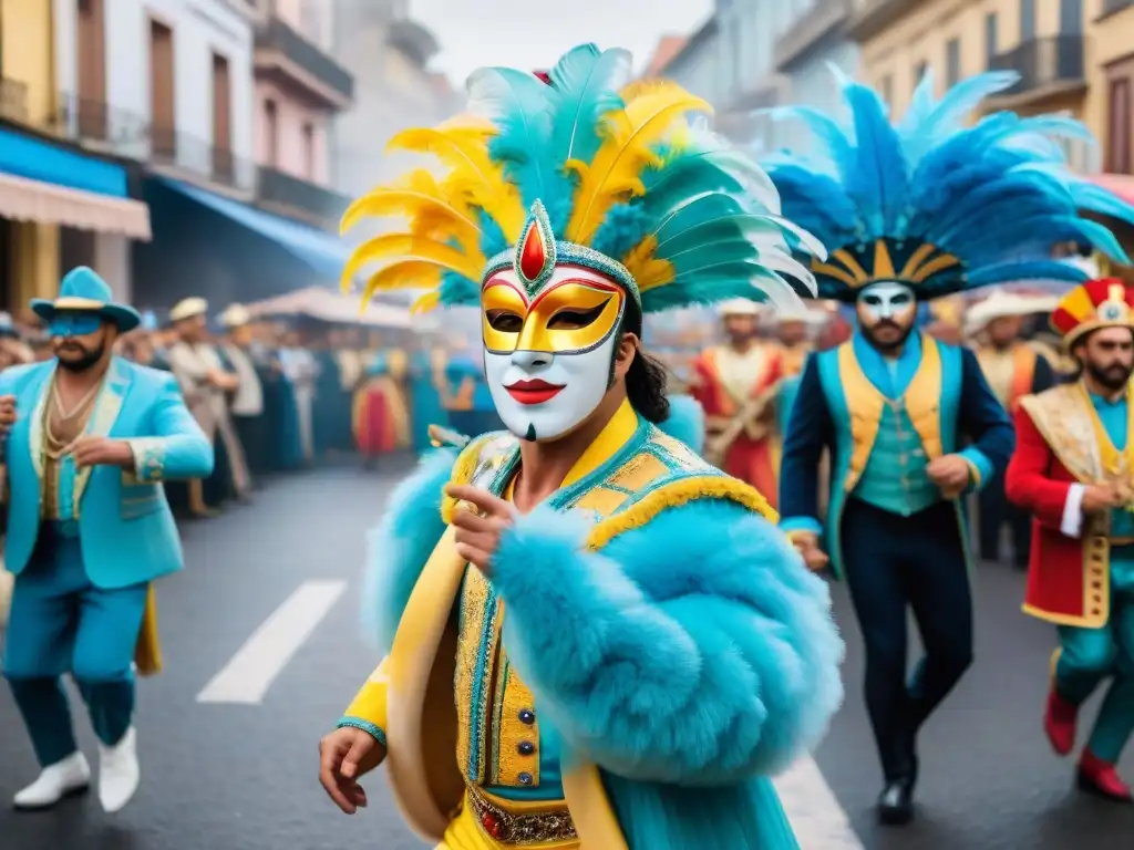 Admira los Archivos inéditos Carnaval Uruguayo digitalizados en vibrante pintura acuarela