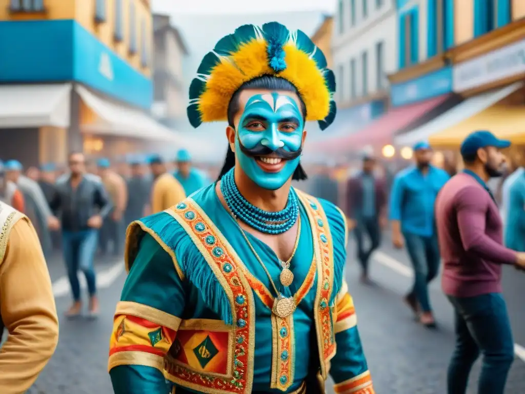 Arte callejero del Carnaval Uruguayo: coloridas calles rebosantes de alegría y música tradicional