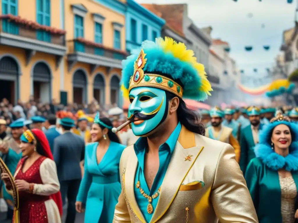 Evolución artística del Carnaval Uruguayo: colorido desfile de Carnaval en Uruguay con música y disfraces