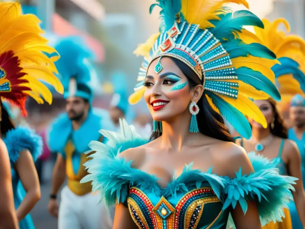 Belleza sostenible en el Carnaval Uruguayo: reinas y vedettes con trajes reciclados deslumbrantes en medio de la alegría del desfile