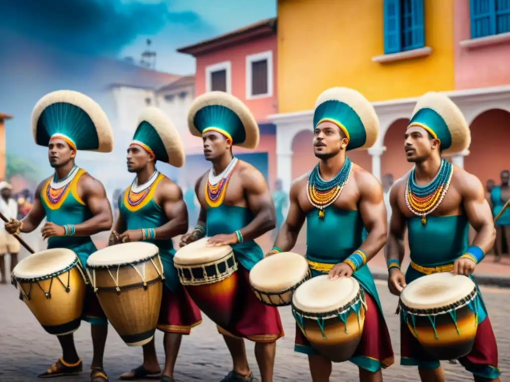 Candombe drummers en la noche urbana, vibrante escena de música afro-uruguaya