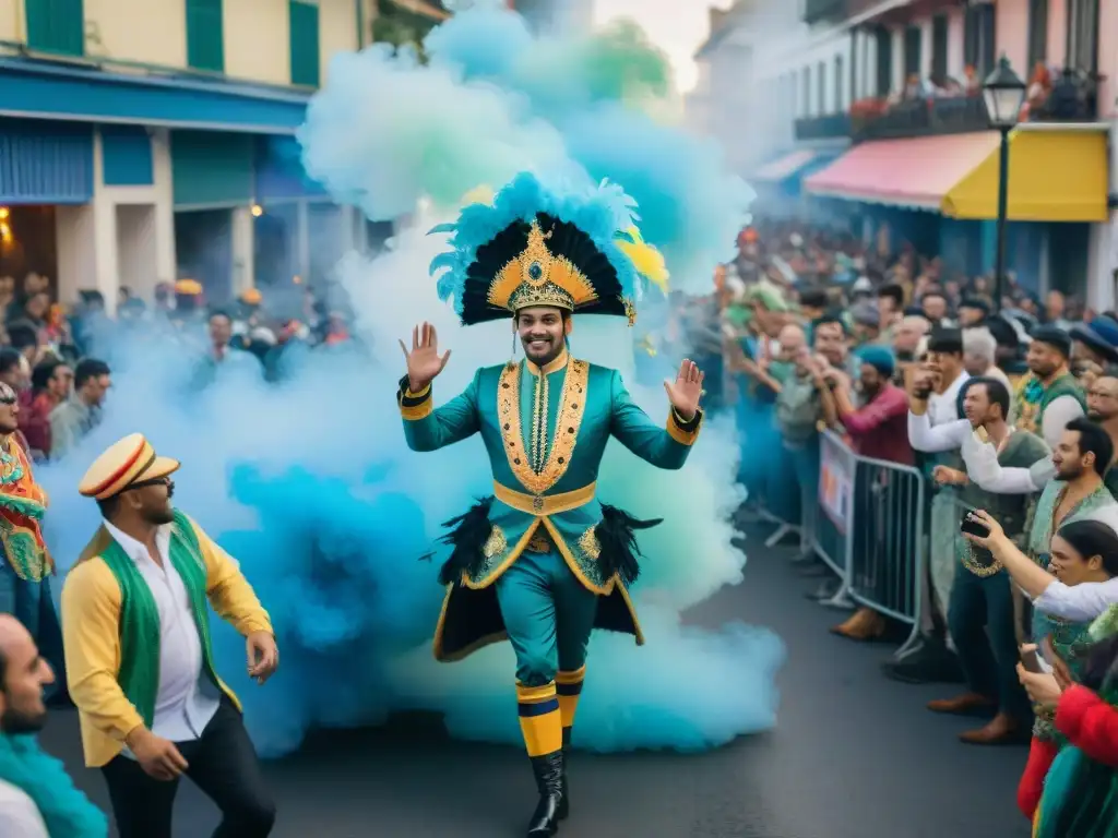Desfile de Carnaval fusiona tradición y tecnología en acuarela Una celebración de Carnaval vibrante con danzas y tecnología