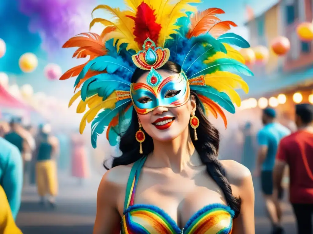 China Zorrilla, ícono cultural, en traje de carnaval rodeada de alegría