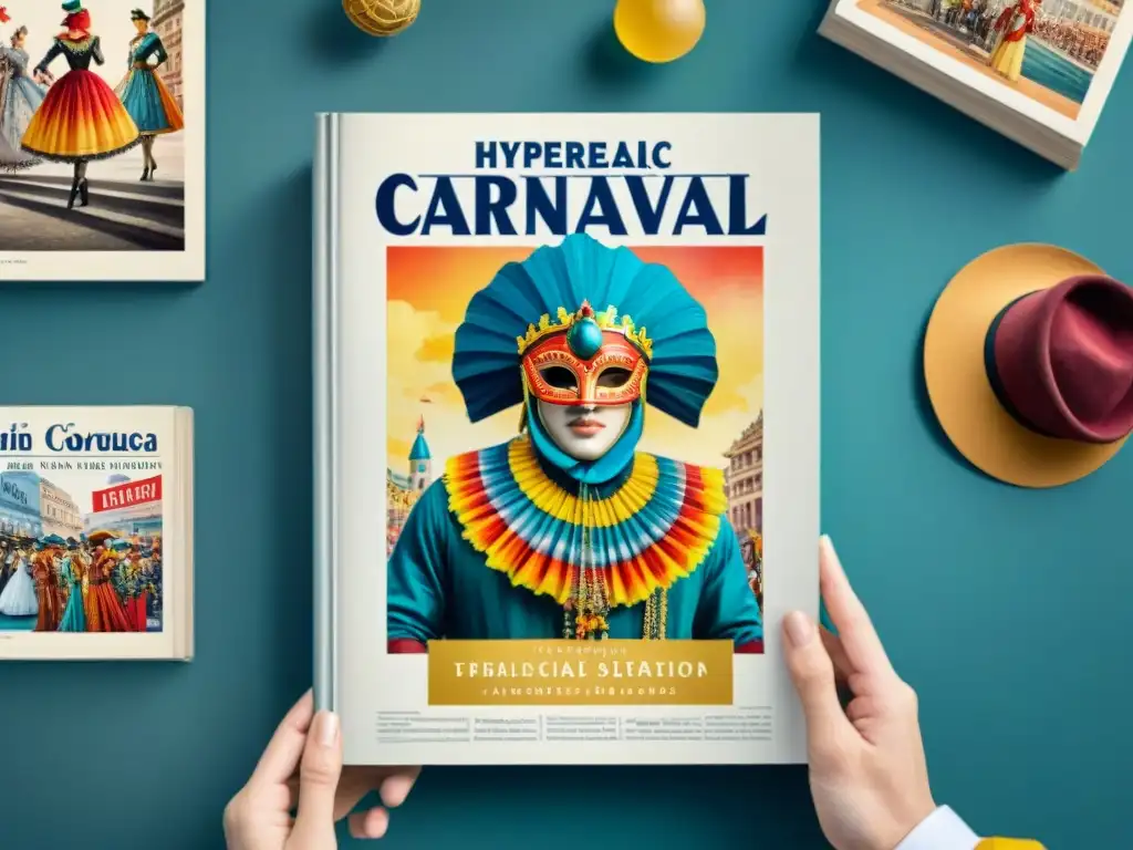 Una colección vibrante de revistas antiguas Carnaval Uruguayo, detalladas en acuarela