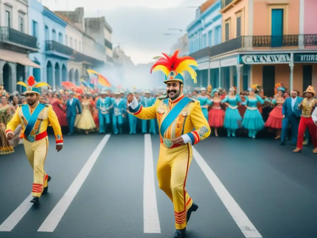 Celebración colorida en Carnaval con Huellas de Idea Vilariño, desfiles y danzas vibrantes