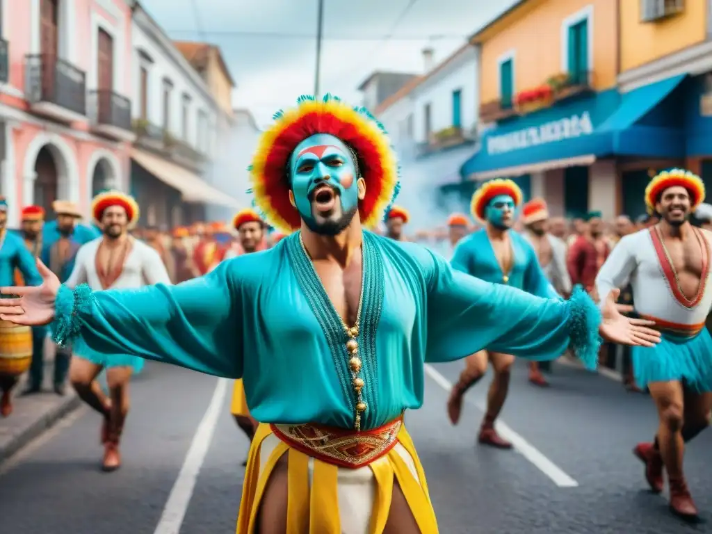 Una colorida murga del carnaval uruguayo: música, baile y pasión en las calles