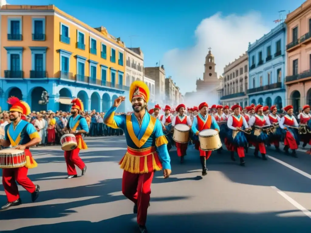 Una colorida murga en Montevideo, Uruguay: importancia de las murgas uruguayas