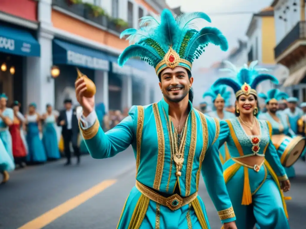 Una colorida pintura acuarela del Carnaval Uruguayo, desafío preservar tradiciones