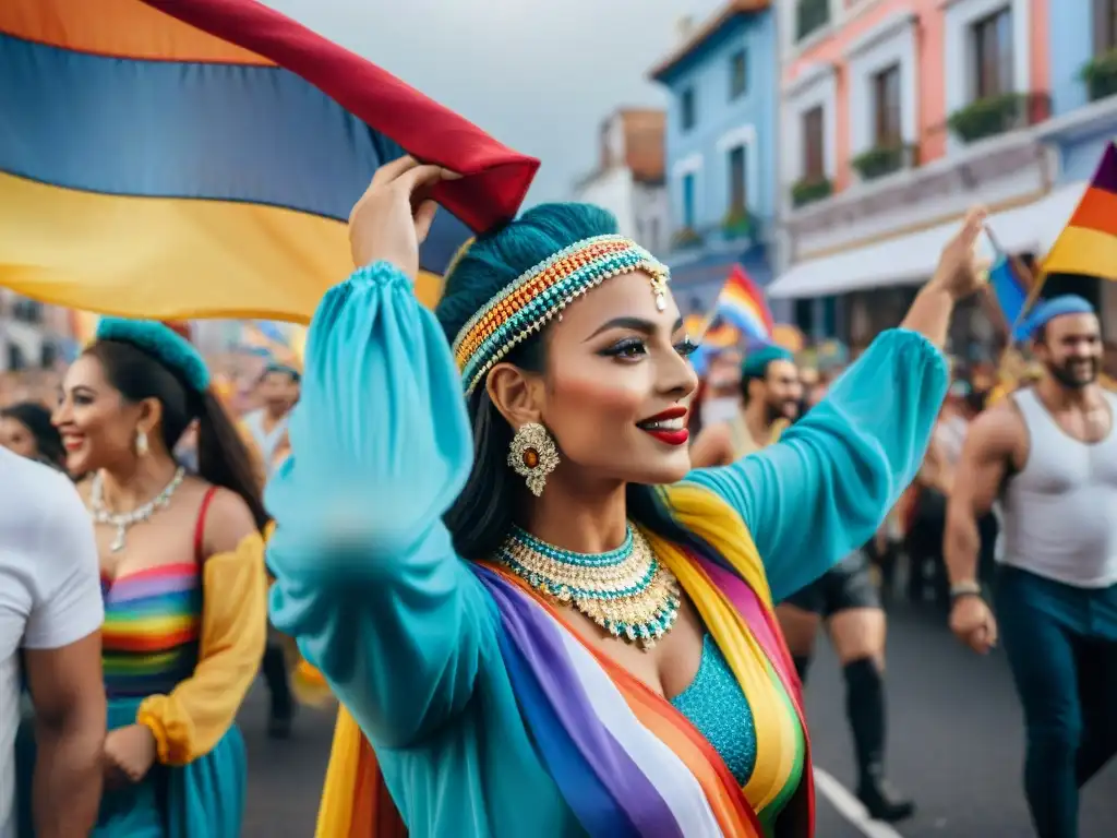 Coloridas comparsas LGBT+ celebran la diversidad en el Carnaval Uruguayo