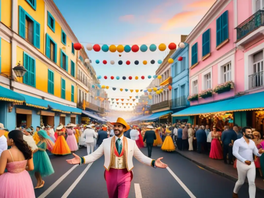 Colorido carnaval en Uruguay: calles llenas de vida, danzas y edificios históricos