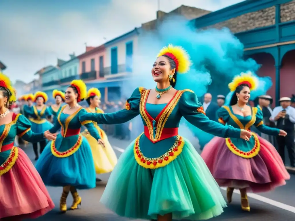 Colorido Carnaval en Uruguay: historia, danza y alegría en vibrante acuarela