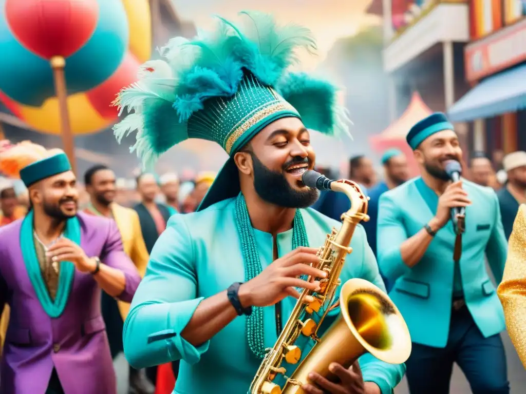 Colorido Carnaval: músicos de diversas culturas unidos en armonía, música como puente cultural