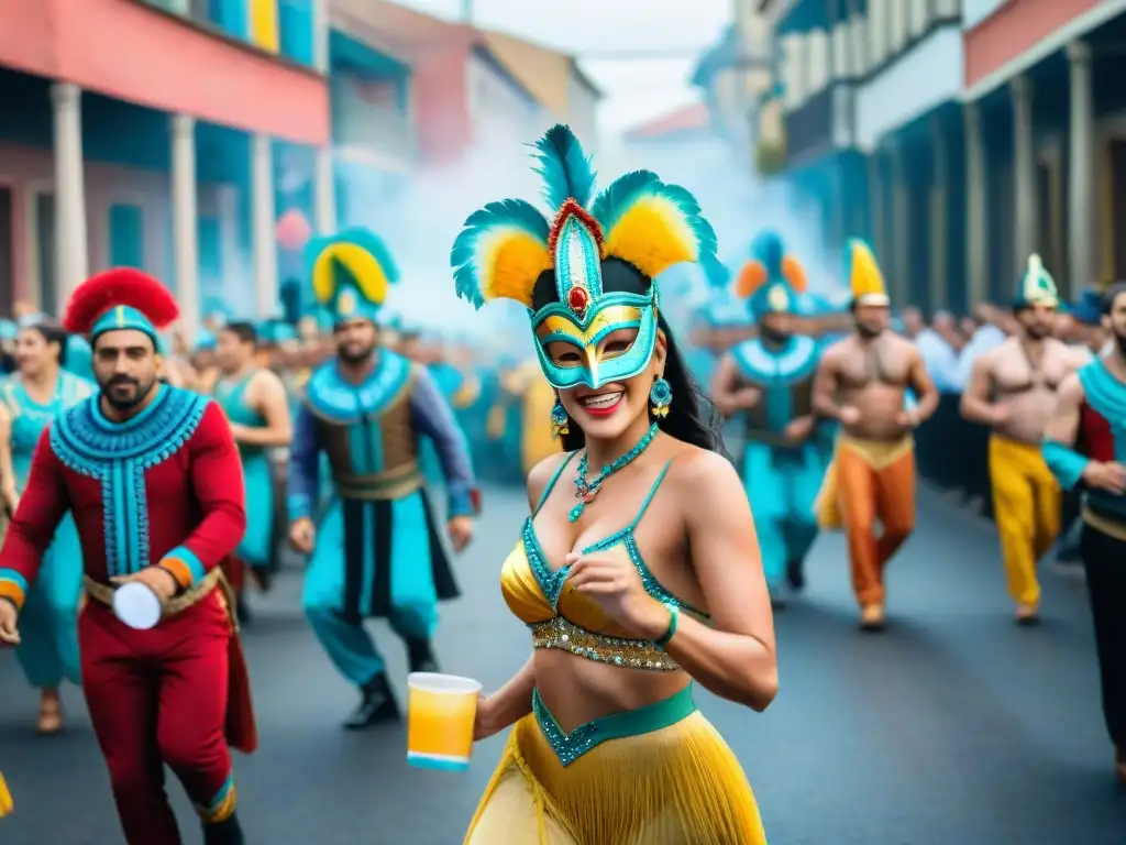 Colorido Carnaval Uruguayo: calles llenas de danzas, disfraces y espectadores animados