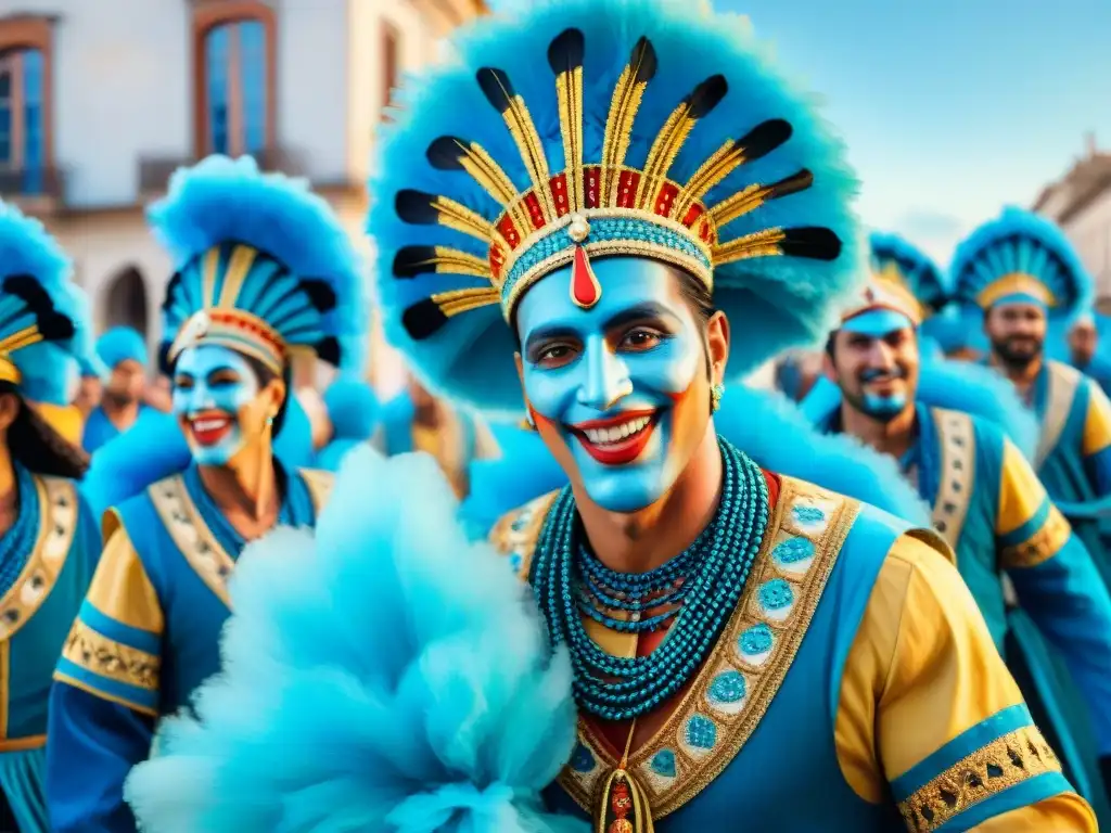 Colorido Carnaval Uruguayo: murgas, música y arquitectura colonial bajo cielo azul