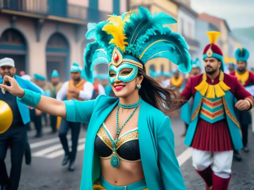 Colorido Carnaval en Uruguay: comparsas vibrantes, identidad y alegría en las calles