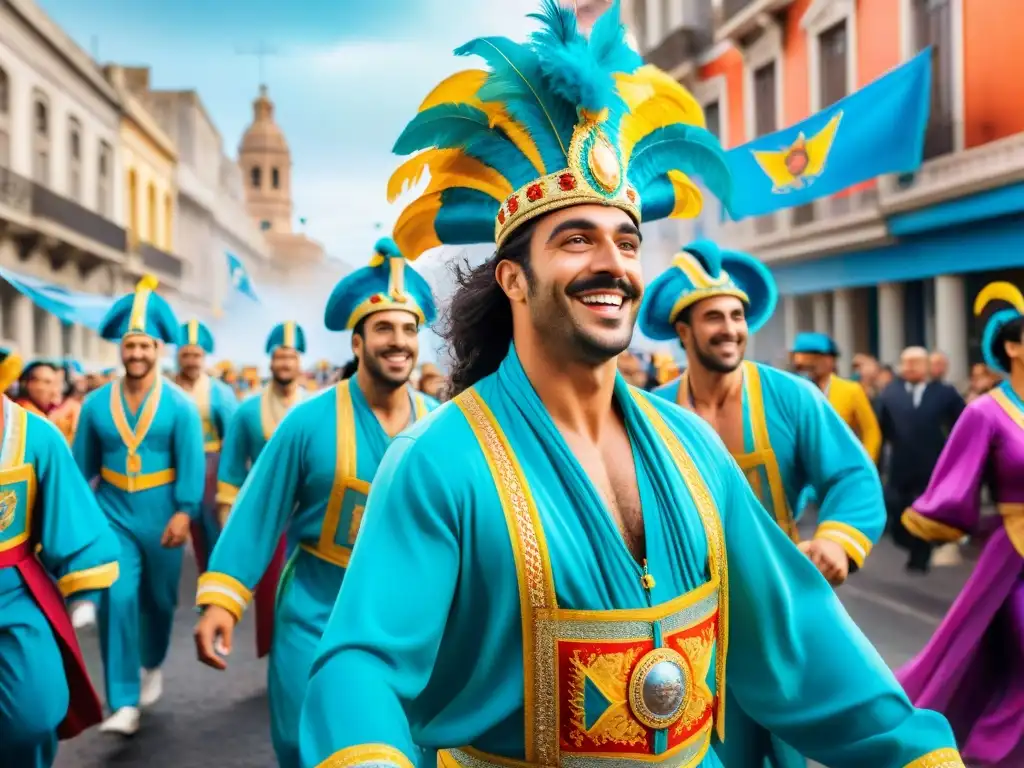 Colorido desfile de Carnaval en Montevideo, Uruguay