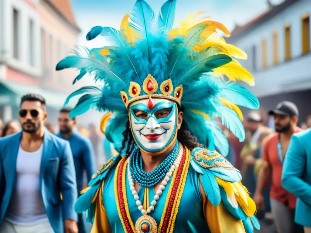 Colorido desfile de Carnaval en Uruguay con diversidad de edades y culturas, Formación emprendedores culturales Carnaval Uruguayo