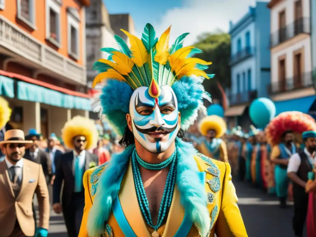 Colorido desfile de carnaval en Uruguay con ecoemprendimientos y disfraces inspirados en la naturaleza