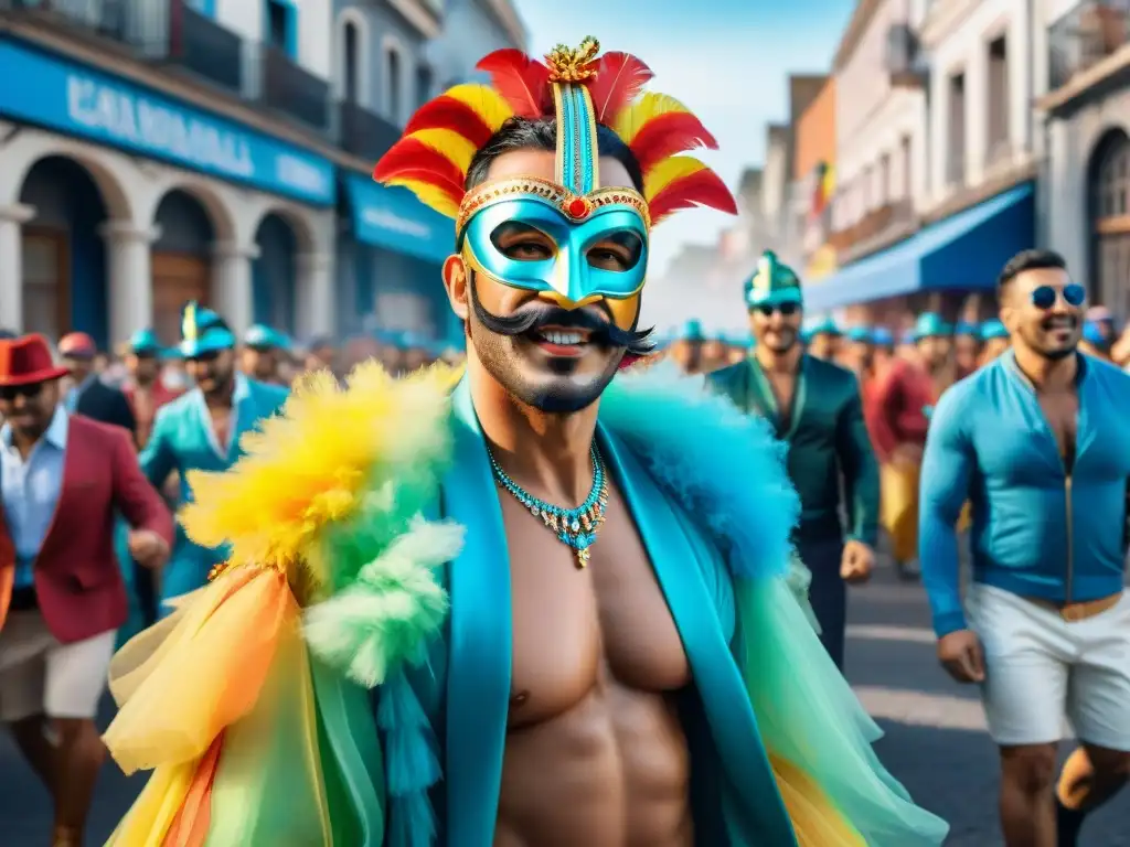 Colorido desfile de Carnaval en Uruguay, lleno de alegría y tradición