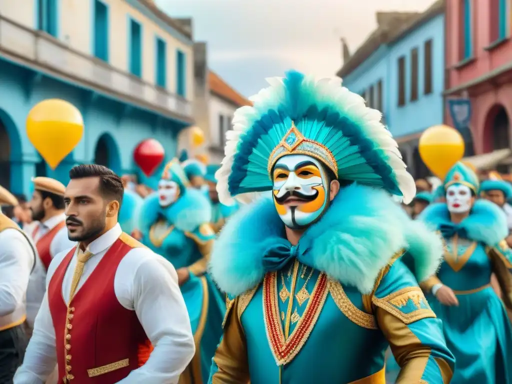 Colorido desfile de carnaval en Uruguay con parodistas uruguayos criticando sociedad