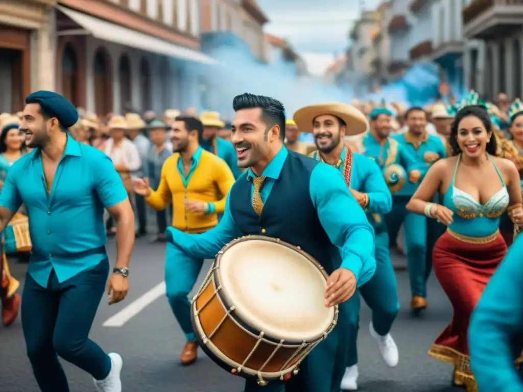 Colorido desfile en el Carnaval Uruguayo