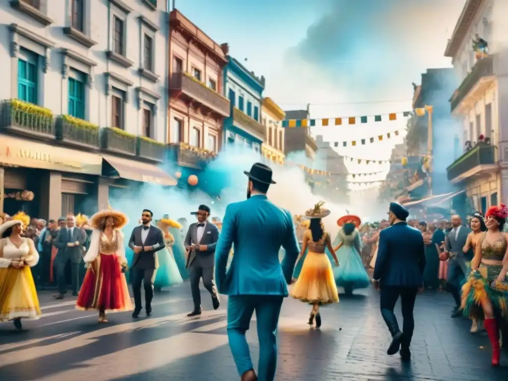 Colorido desfile del Carnaval Uruguayo en Montevideo