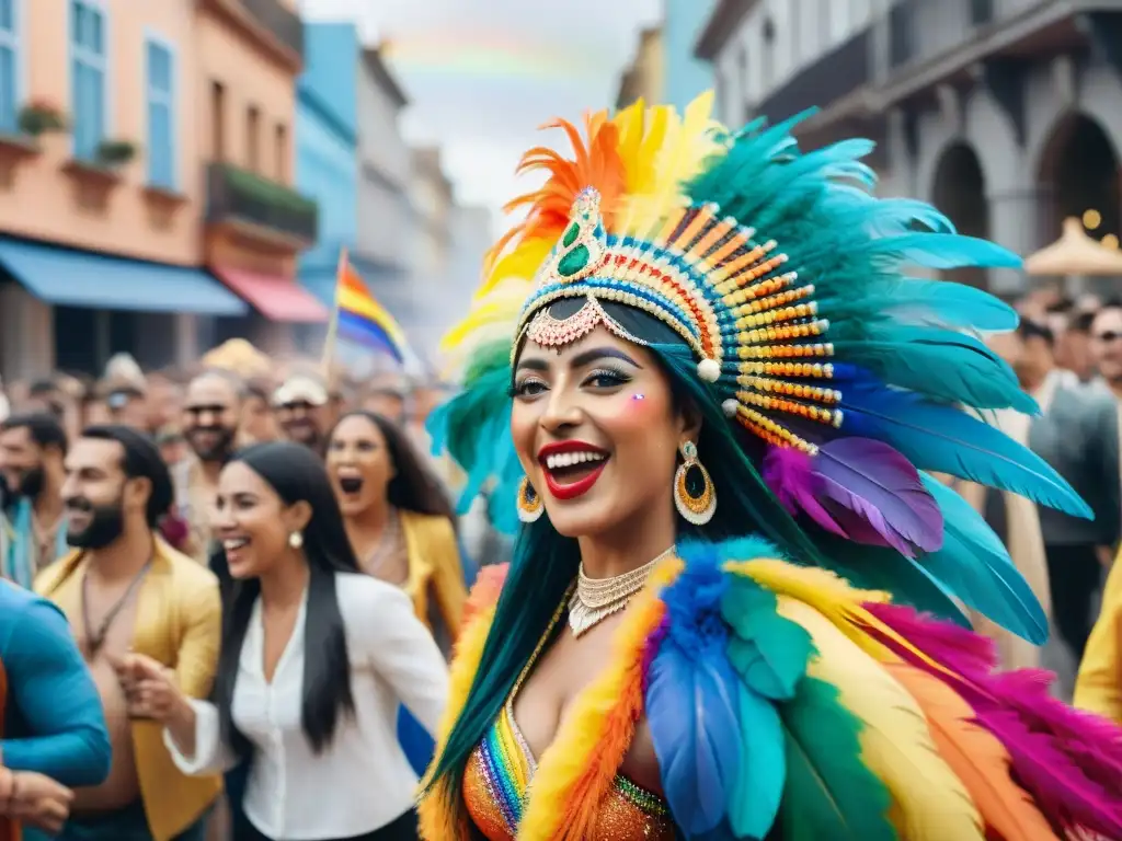 Colorido desfile de Carnaval en Uruguay celebra la inclusión LGBT+ con vibrantes trajes y alegría contagiosa