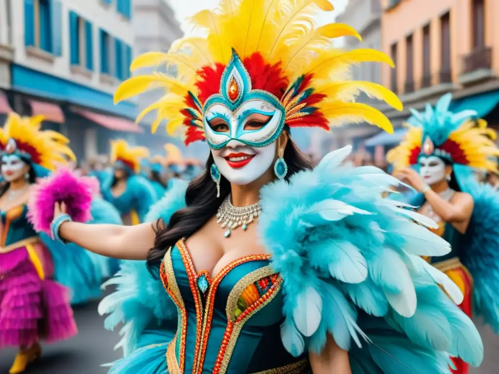 Colorido desfile de danzantes del Carnaval Uruguayo en LinkedIn