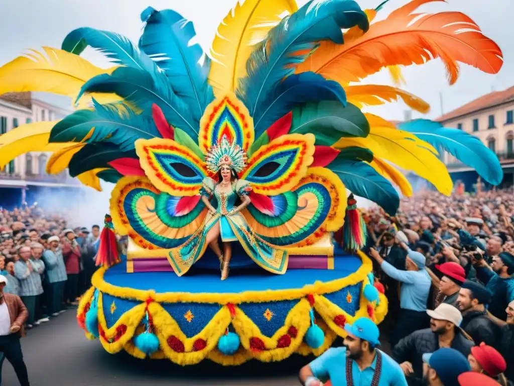 Colorido y vibrante desfile de Carnaval en Uruguay, con detalles y trajes tradicionales