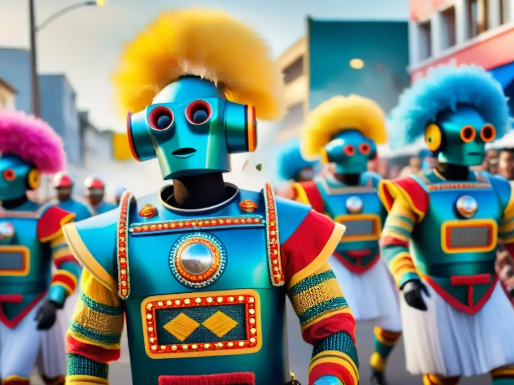 Danza futurista: robots aprendiendo a bailar candombe en vibrante desfile de carnaval