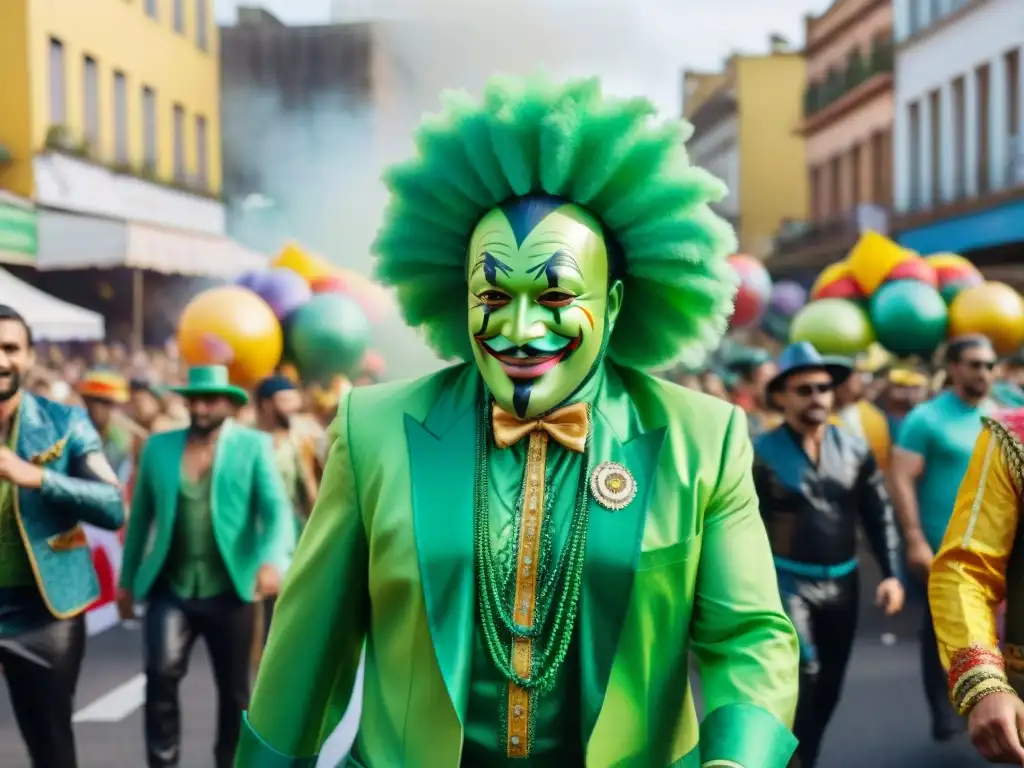 Un desfile alegre y colorido en el Carnaval Uruguayo, con carrozas recicladas