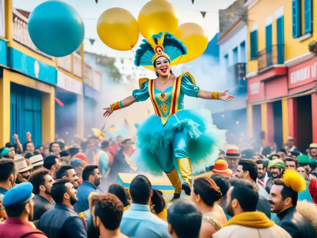 Desfile animado de carnaval en Uruguay con diseño y color