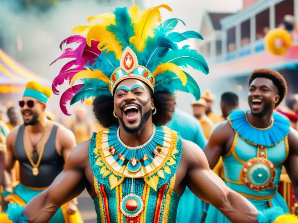 Un desfile de Carnaval colorido y diverso, celebrando la visibilidad de minorías en Carnaval