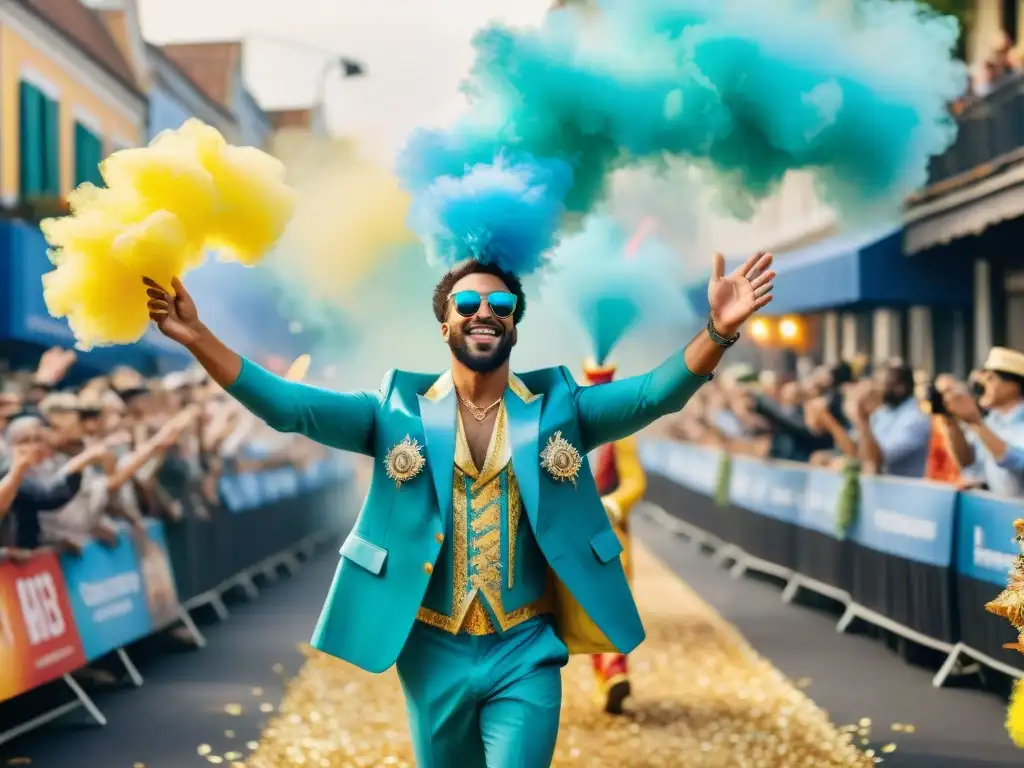 Desfile de Carnaval ecológico con carros alegóricos sostenibles y participantes en trajes ecofriendly