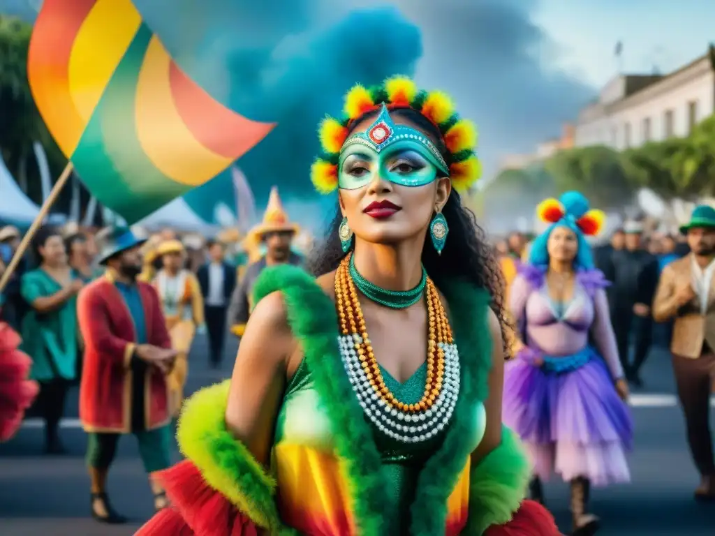 Desfile de Carnaval en Uruguay con energía renovable y trajes ecofriendly