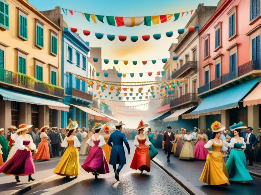 Desfile de Carnaval en Montevideo, Uruguay en el siglo XIX