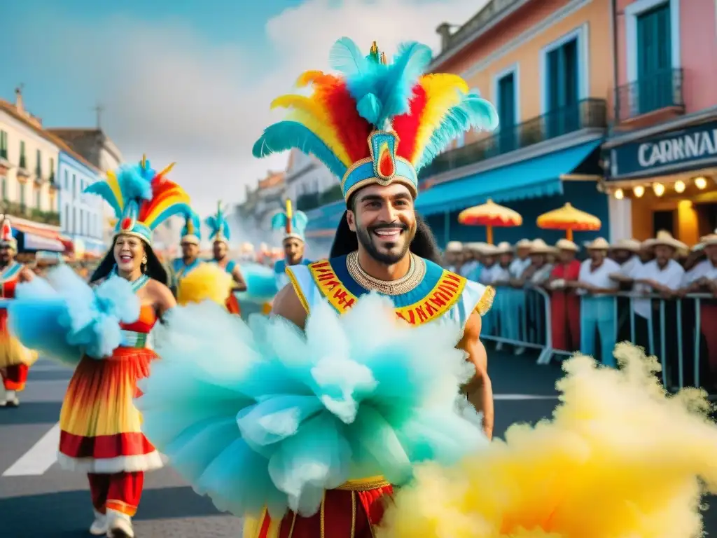 Un desfile colorido y alegre en el Carnaval Uruguayo con integración de marcas