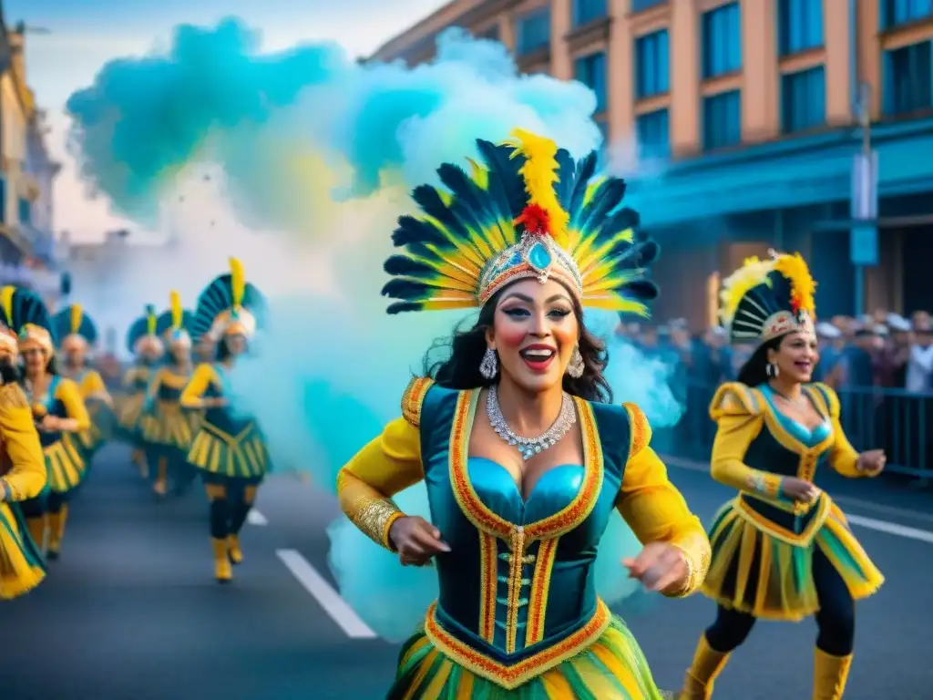 Desfile colorido y animado del Carnaval Uruguayo: Marketing de guerrilla en movimiento