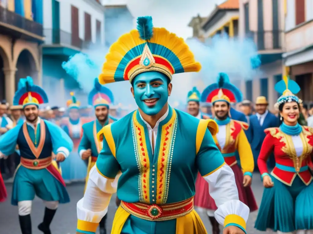 Desfile colorido del Carnaval en Uruguay con Géneros del Carnaval Uruguayo