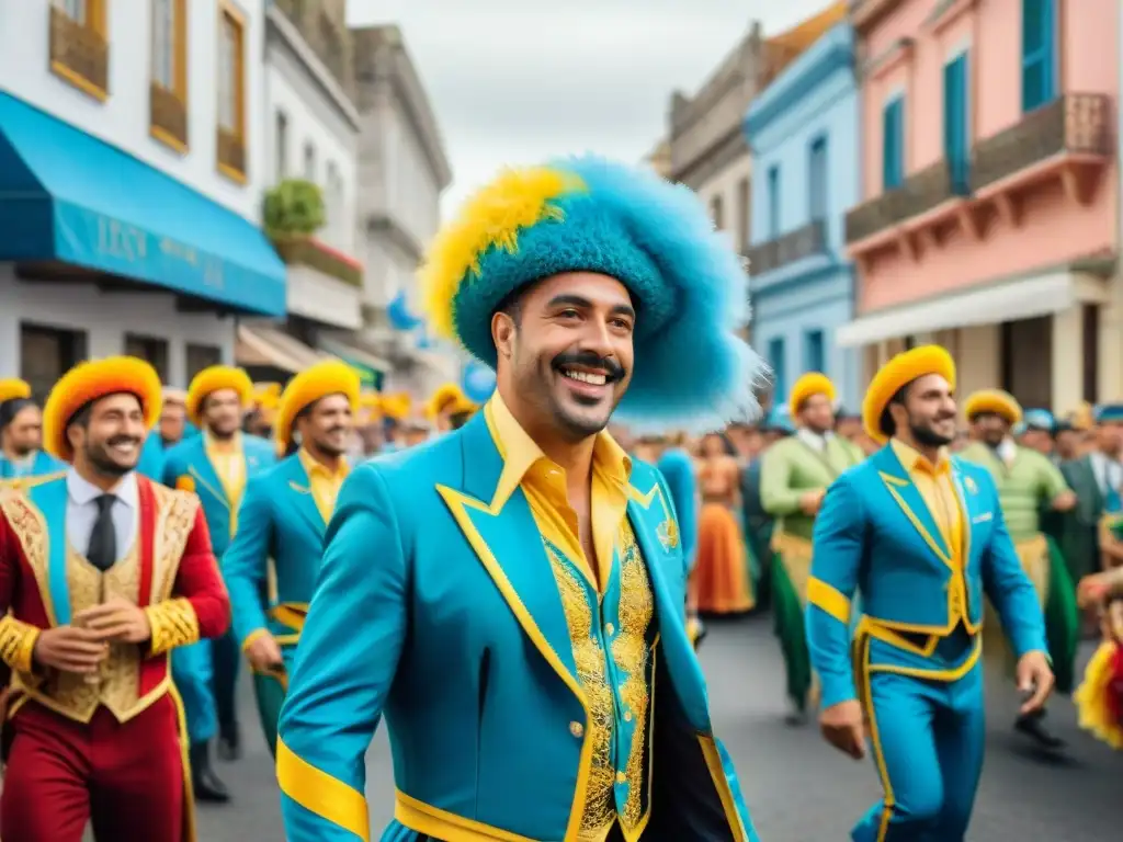 Desfile colorido en Carnaval de Uruguay con patrocinadores preservando la cultura