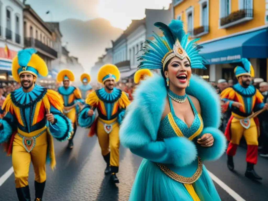 Desfile colorido durante el Carnaval en Uruguay con Recorridos guiados Carnaval Uruguayo