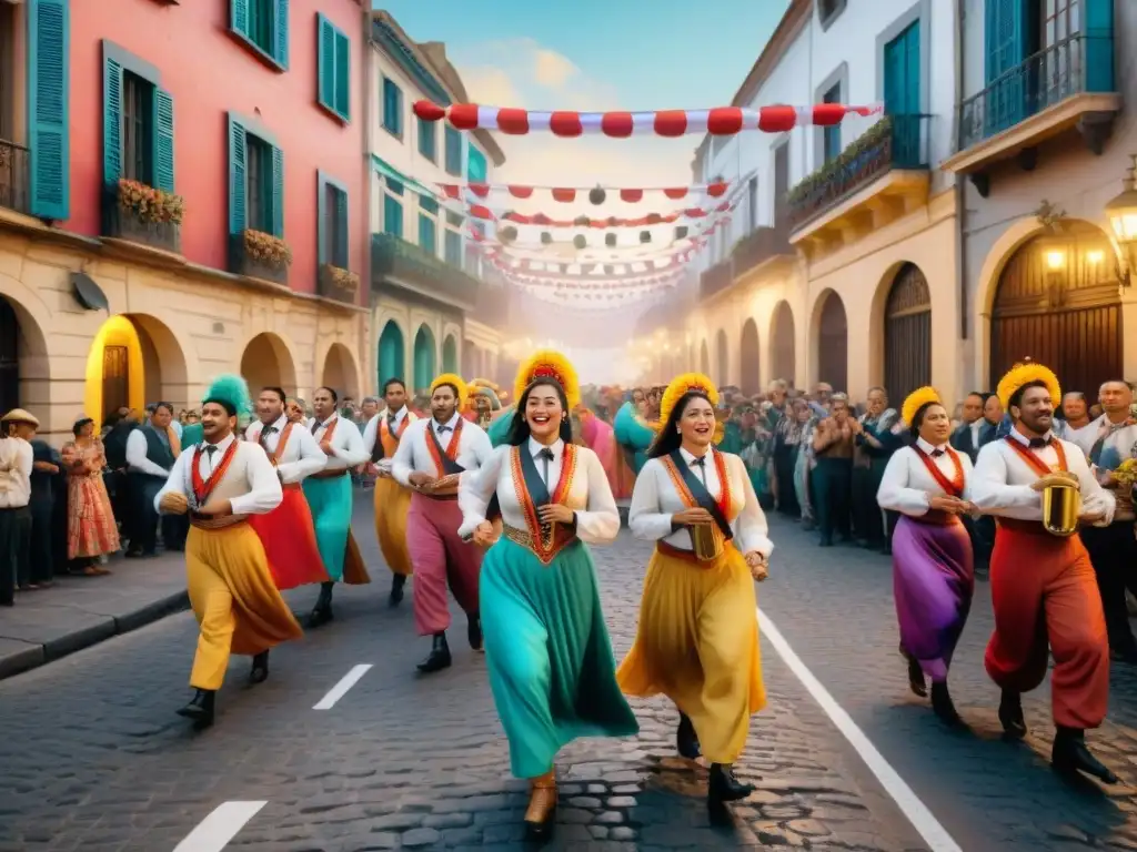 Desfile colorido en el Carnaval Uruguayo