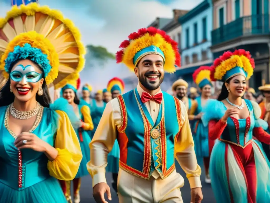 Desfile colorido del Carnaval Uruguayo con influencia de revistas