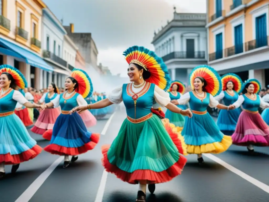 Desfile colorido de comparsas en Uruguay, reflejo de diversidad y cultura