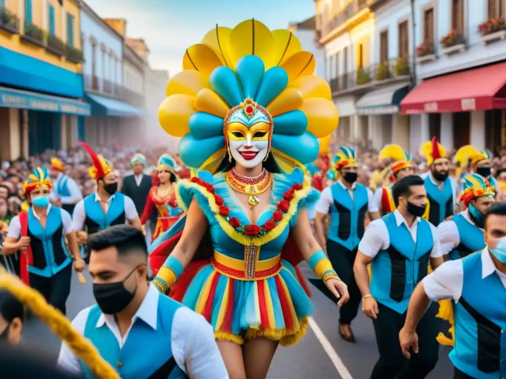 Desfile colorido con decoraciones tradicionales del Carnaval Uruguayo y patrocinios efectivos Carnaval Uruguayo