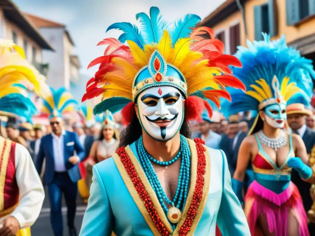 Desfile colorido en Uruguay con influencia religiosa en Carnaval Uruguayo